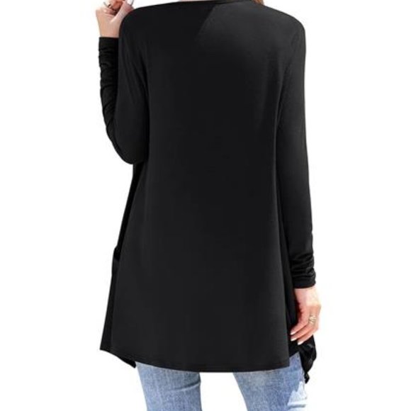 Womens Black Cardigan With Pockets Small Lightweight Sweater Fall Fashion Trends - Picture 3 of 4